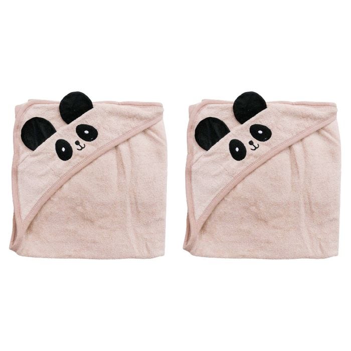 2PK LVD Cotton/Polyester Baby Hooded Panda Towel 90cm - Pink