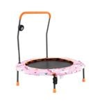Costway 36‘’ Kids Mini Trampoline Handrail Fitness Rebounder w/LED Bluetooth Speaker Pink