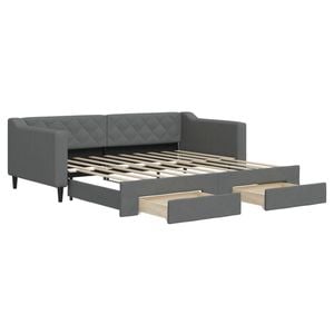vidaXL Daybed with Trundle and Drawers Sofa Bed Single Size Dark Grey Fabric
