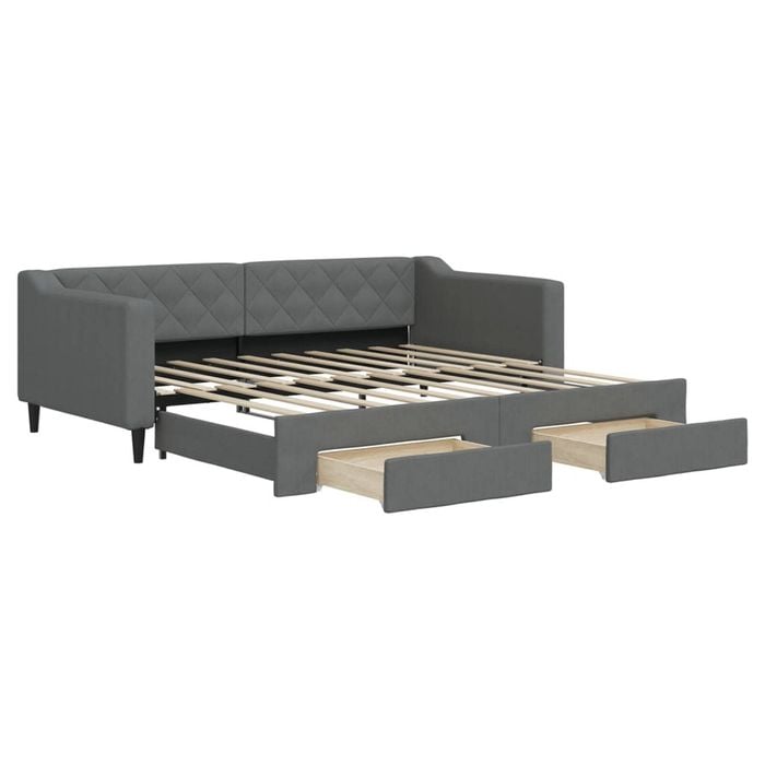 vidaXL Daybed with Trundle and Drawers Sofa Bed Single Size Dark Grey Fabric