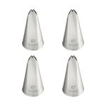 4PK Mondo Stainless Steel #67 Leaf Piping Tip - Silver
