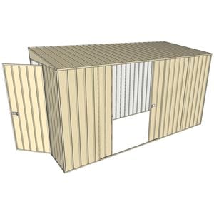 Build-a-Shed 1.5 x 3.7 x 2m Hinged Door Tunnel Shed With Double Sliding Side Doors - Cream
