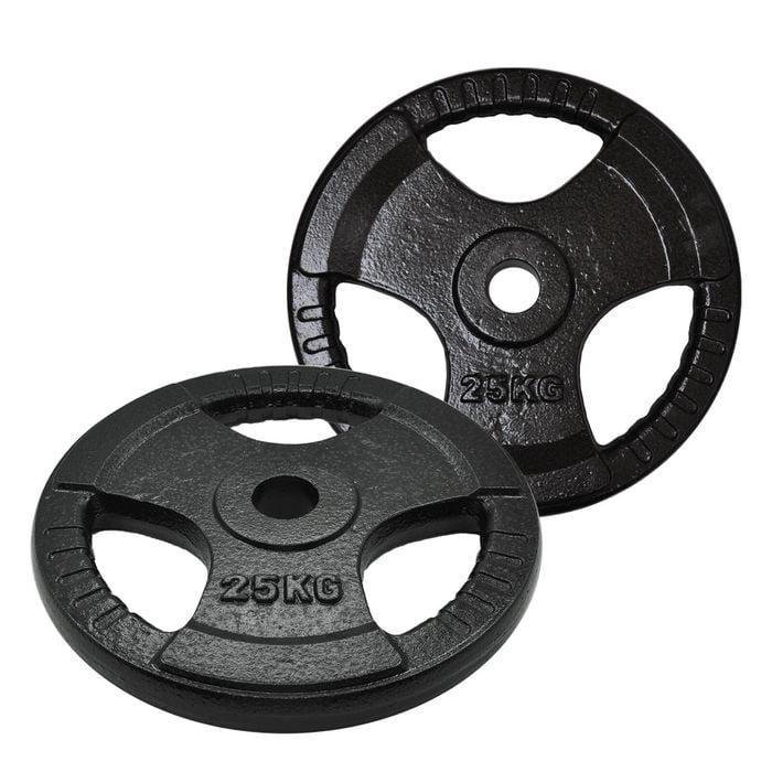 2 Pack of 25kg - Total 50kg Olympic Ez Grip Cast Iron Hammertone Weight Plate Weight Set