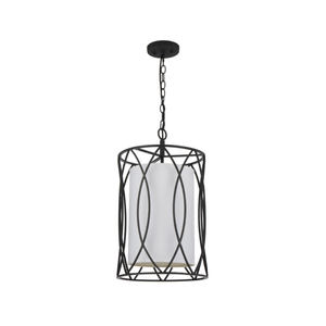 Telbix Dover Contemporary Pendant Hanging Lamp Light Metal Fabric Black Textured