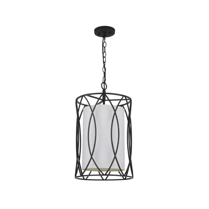 Telbix Dover Contemporary Pendant Hanging Lamp Light Metal Fabric Black Textured