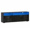 Advwin LED TV Cabinet 140cm Entertainment Center Media Console Table with High Gloss Drawer & Cabinets Black