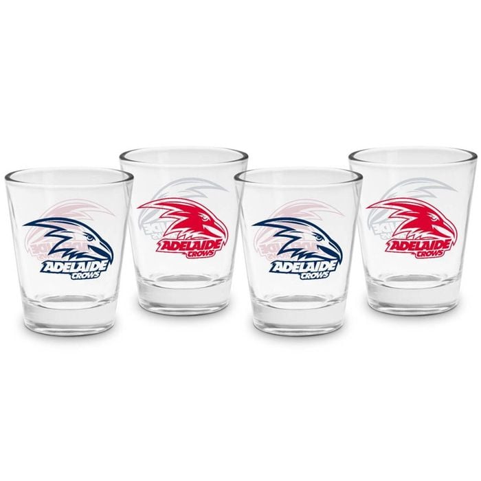 AFL Shot Glass Set of 4 - Adelaide Crows - 50ml