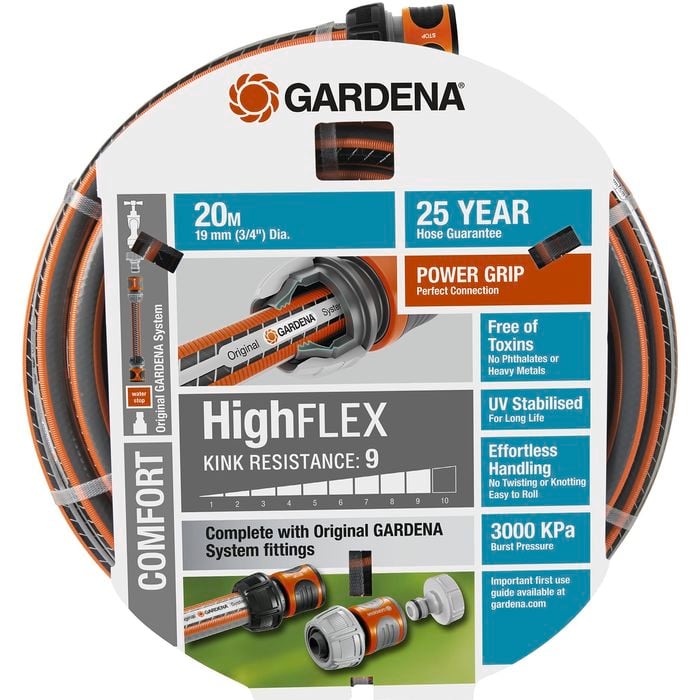 GARDENA 19mm x 20m HighFLEX Fitted Garden Hose