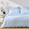 Dreamaker Lola Washed Cotton Yarn Dyed Gingham Quilt Cover Set Sky Super King