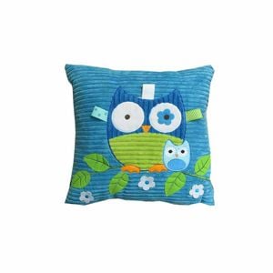 Bloomington Blue Owl Embroidered Applique Square Cushion 35 x 35 cm