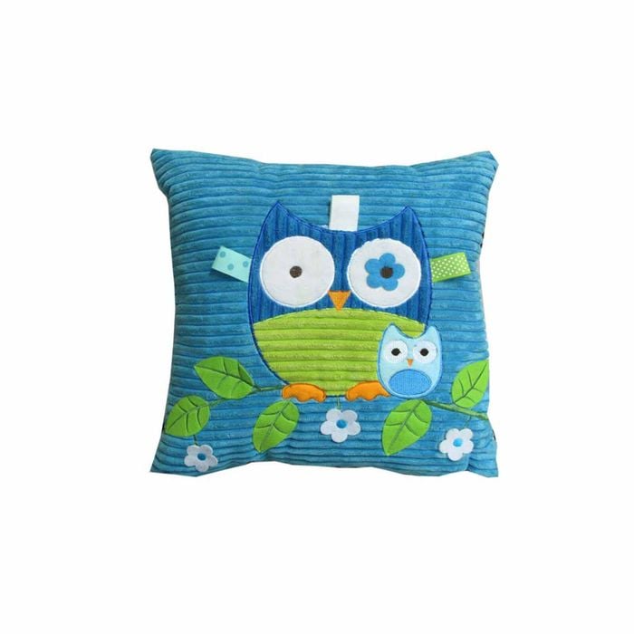 Bloomington Blue Owl Embroidered Applique Square Cushion 35 x 35 cm