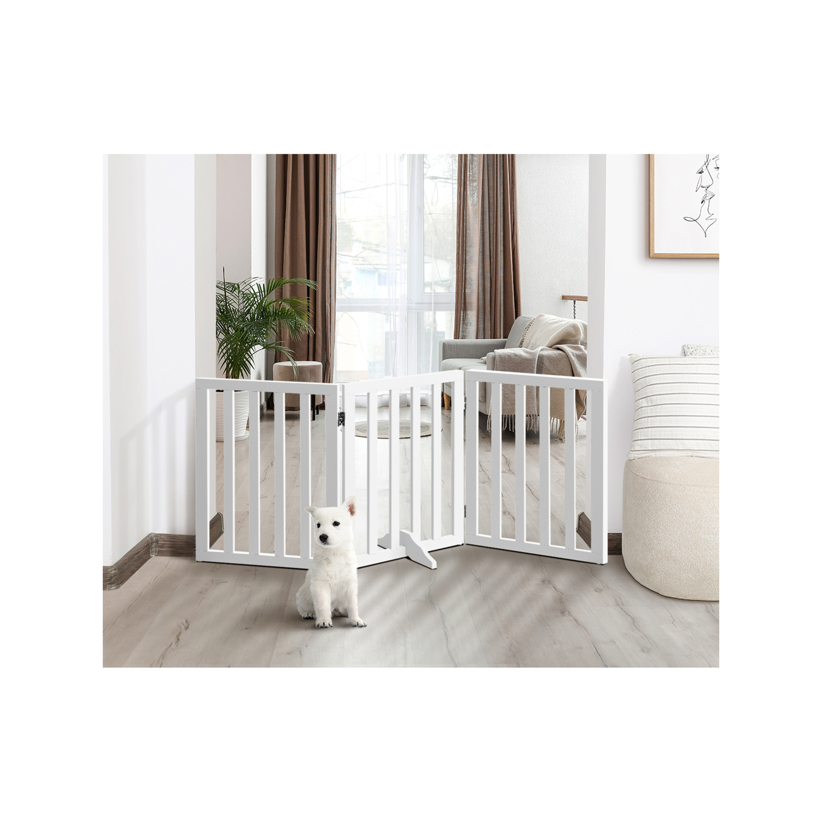 Alopet 3 Panels Wooden Pet Gate Dog Fence Safety Stair Barrier Security Door Bunnings Australia