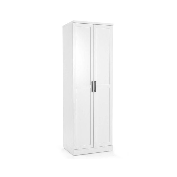 Costway Tall 2-door Storage Cabinet Bedroom Organizer 5 Shelves - White