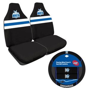 North Melbourne Kangaroos Official Afl Seat Cover And Steering Wheel Cover Combo