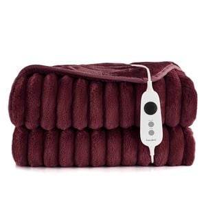 Dreamaker Cirra Chunky Embossed Fleece Heated Throw Cherry 180 x 200cm | Overheat Protection & Washable