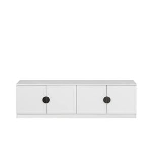 European Cabinetry White Hampton Half Moon Black Handles Bucharest TV Unit