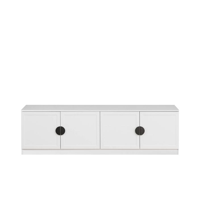European Cabinetry White Hampton Half Moon Black Handles Bucharest TV Unit