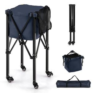 Costway Portable Tennis Ball Cart W/carry Bag Blue