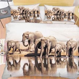 3D Lakeside Elephants 39 Bedding Set Pillowcases Quilt Duvet Cover Set Queen King