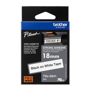 Brother 18mm Black on White TZe-S241 Labelling Tape