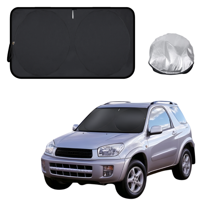 Front Windscreen Sun Shade for Toyota RAV4 2000 - 2005 2-Door (XA20) - Standard 150 x 85 cm - Black
