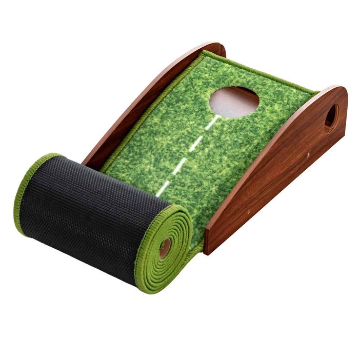 Costway Indoor Outdoor Golf Putting Mat Auto Ball Return 3 Ball 274x22CM-Green