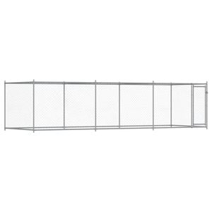 vidaXL Dog Cage with Door Dog Kennel Crate Animal House Grey Galvanised Steel