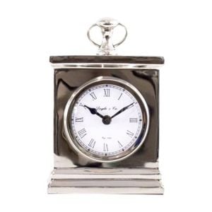 SS Collective Large Rectangle Faced Mantle Clock W/ Roman Numerals Silver