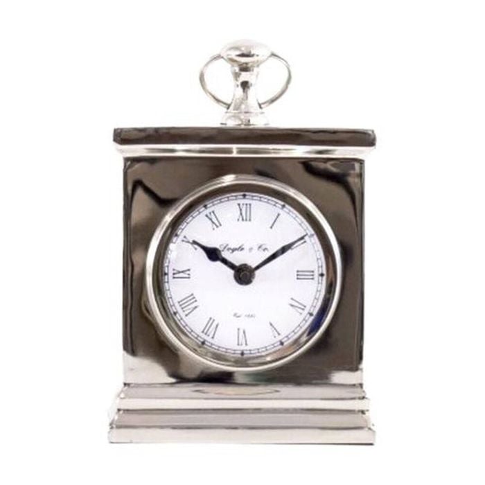 SS Collective Large Rectangle Faced Mantle Clock W/ Roman Numerals Silver
