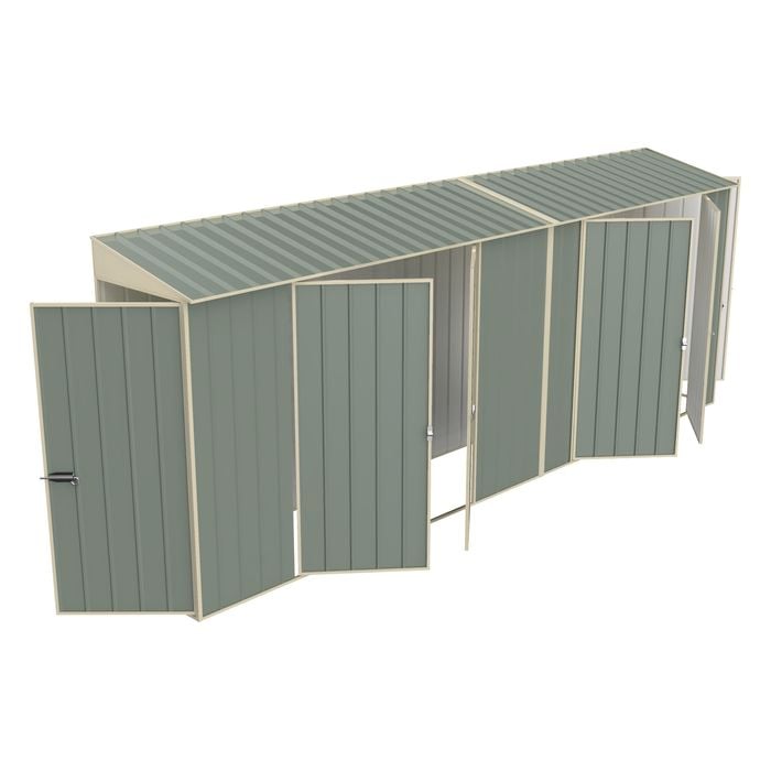 Build-a-Shed 0.8 x 5.2 x 2.0m Green Tunnel Shed Tunnel Hinged Door Plus Double Hinged Side Doors