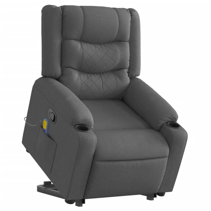 vidaXL Stand up Massage Recliner Chair Armchair Single Sofa Dark Grey Fabric