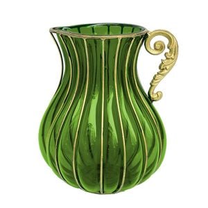 SOGA Green Glass Jar Vase – Metal Handle