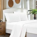 Fabric Fantastic 1000tc Ultra Soft Single Size Bed White Flat & Fitted Sheet Set