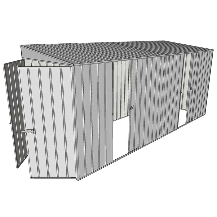 Build-a-Shed 1.5 x 4.5 x 2m Dual Single Sliding Side Door Skillion Shed - Zinc