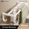 Bathroom Towel Bar Self Adhesive Double Towel Rack Aluminum Towel Holder Towel Rail Stick on Wall-White - White Towel Rail