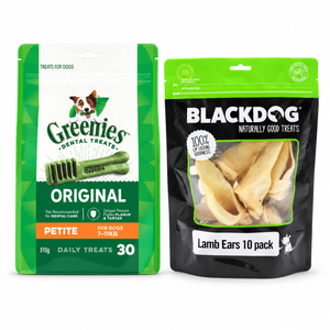 GREENIES Original Petite 510g + Blackdog Lamb Ears 10 Pack | Small Dog Treat Pack