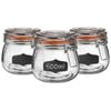 Argon Tableware 6x Glass Storage Jar & Labels Set - 500ml/17.6oz 4 Colour Seal Airtight Kitchen Storage Container Preserving Jar