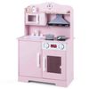 Costway Play Kitchen Wooden Playset Range Hood Accessories-Pink