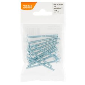 Taskmaster M4x 50mm Zinc Snap Off Screw - 12 Pack