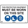 Pinnacle 800 x 600mm Metal Hardhat / Footwear / Hi-Vis Combination Mandatory Site Sign