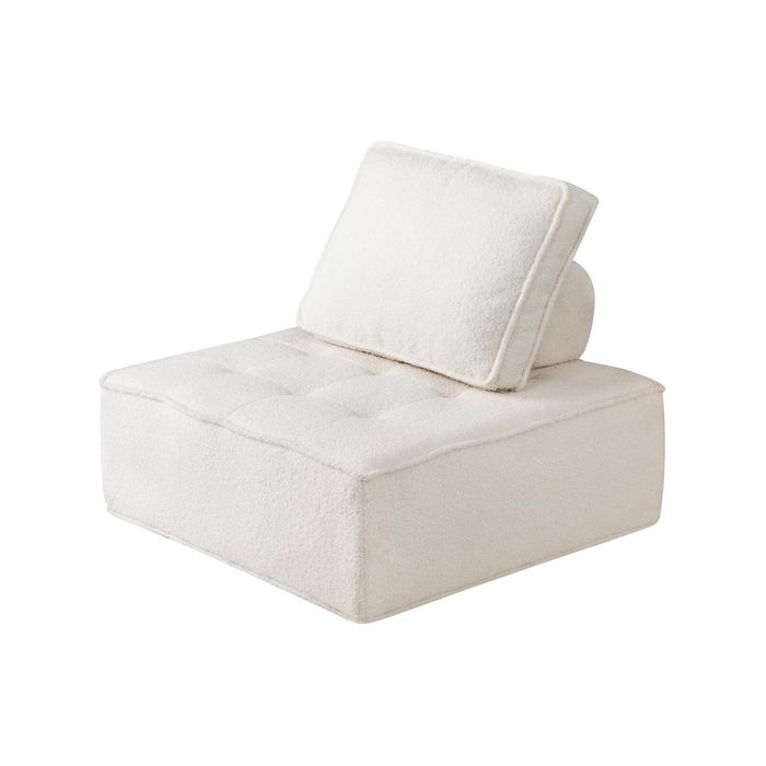 Oikiture 1PC Modular Sofa Adjustable Back Sherpa White