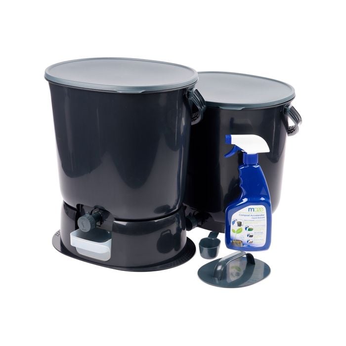 Skaza 15.3L Bokashi Organko Essential Set with Base - Pack of 2 - Black