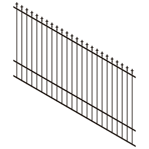 ProtectorAl 1201-2400W x 1500H Satin Black Spear Top Pool Fence Panel Raked 16-30º - Black