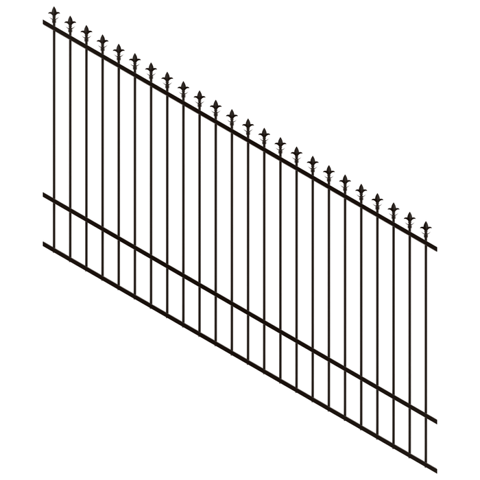 ProtectorAl 1201-2400W x 1500H Satin Black Spear Top Pool Fence Panel Raked 16-30º - Black