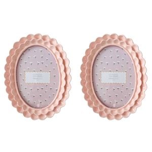 2PK Urban Resin/Wood Lotti Petal Oval Photo Picture Frame 5x7in 22x18cm Pink