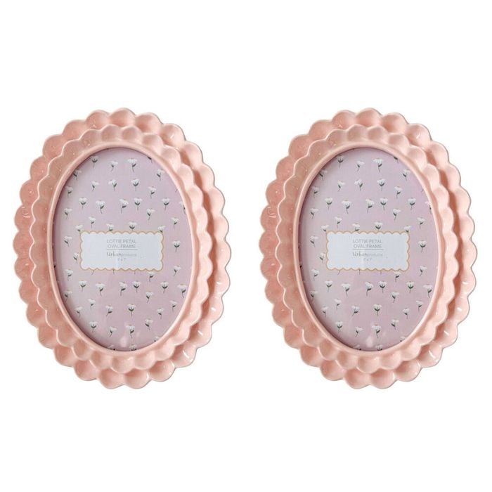 2PK Urban Resin/Wood Lotti Petal Oval Photo Picture Frame 5x7in 22x18cm Pink