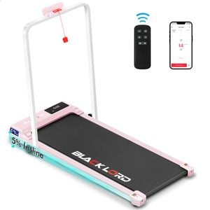 BLACK LORD Treadmill Electric Walking Pad Folding 2 Levels Incline Pink