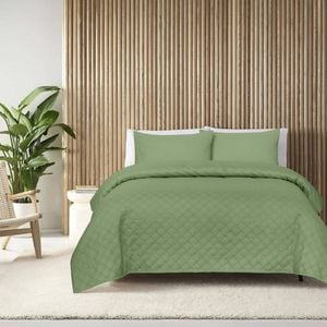 Ultrasonic Double Coverlet Set - Green