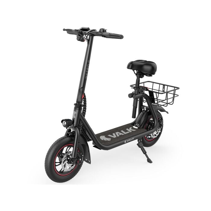 VALK Electric Scooter with Seat, Disc brakes, 12 Inch Tyres, Motorised eScooter for Adults Teens Commuter