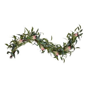 Rogue Protea Eucalyptus Garland - Pink & Green 30x15x153cm